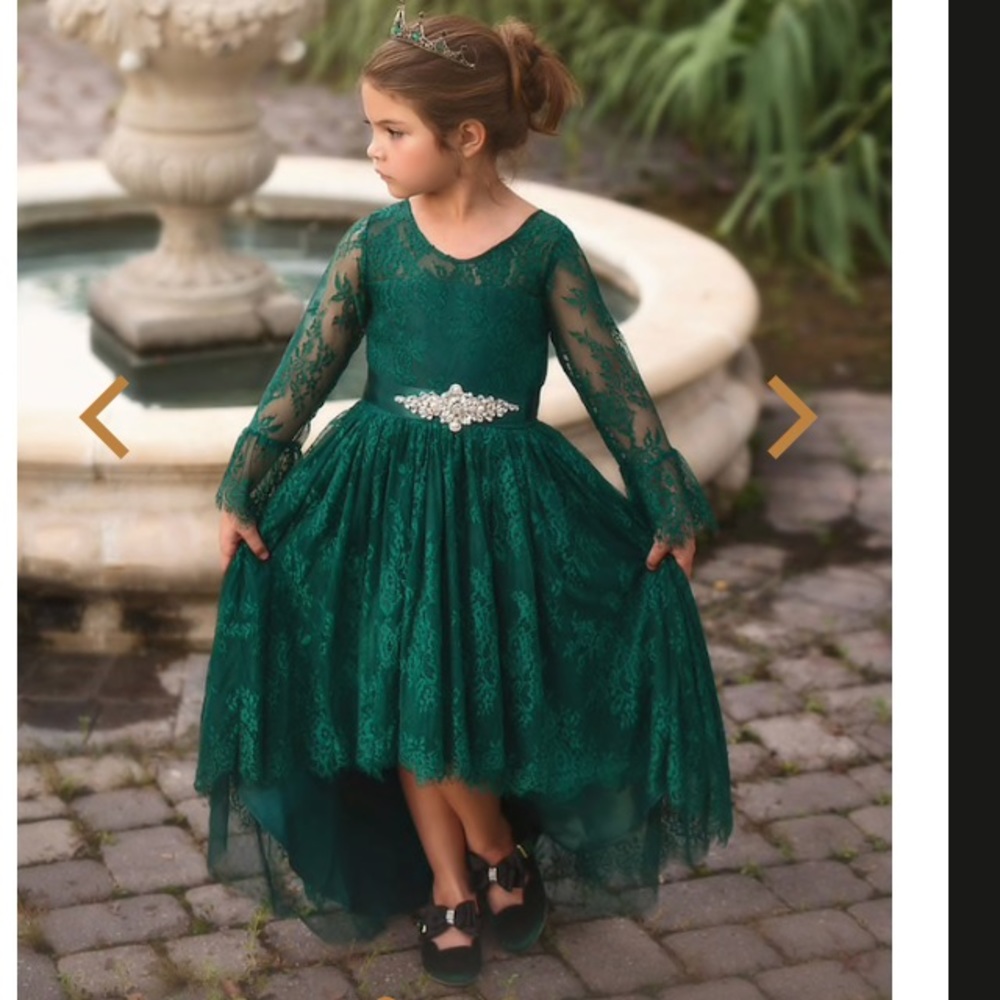 Girls Trish Scully Lace Emerald Ainsley dress